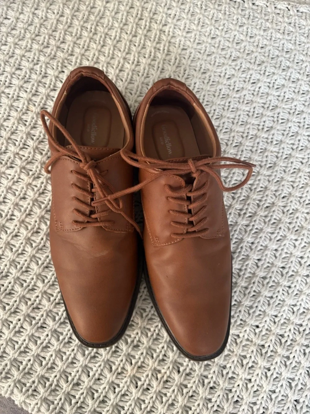 Goodfellow & Co Men's Faux Leather Lace-Up Oxford Dress Shoes, Brown 10